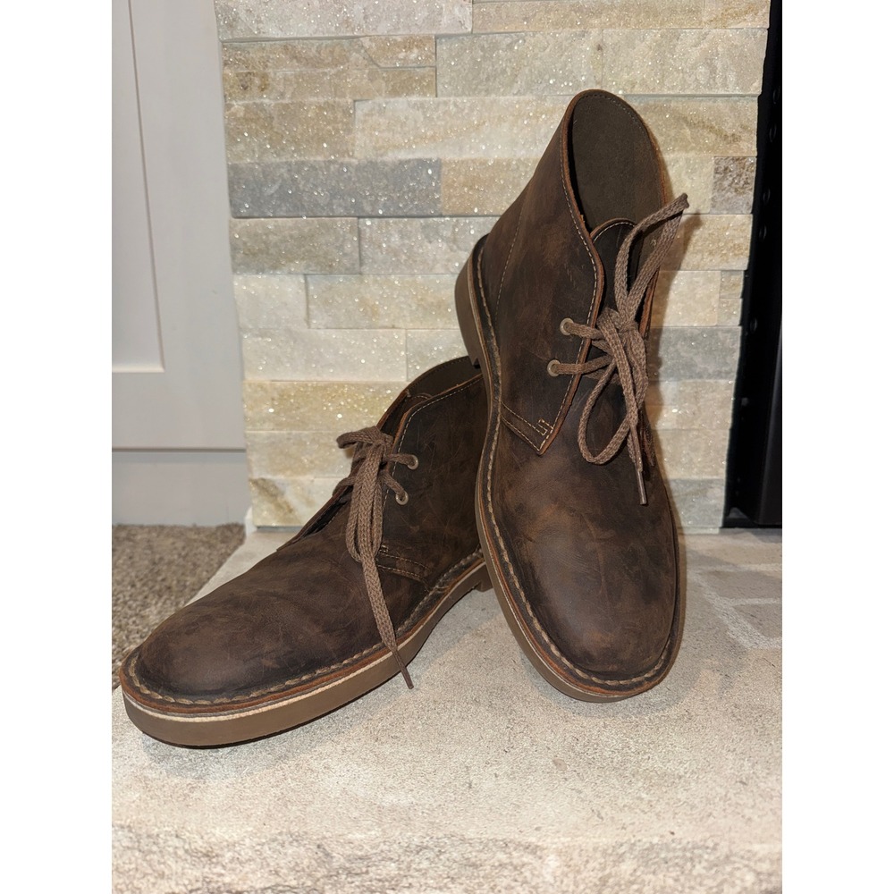 Clarks Mens Bushacre 3 Dark Brown Beeswax Leather Chukka Desert Boots Size 9 M
